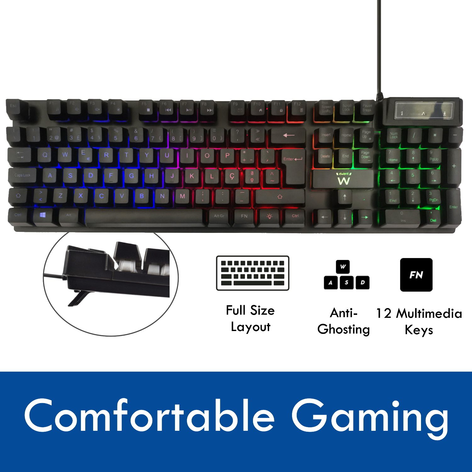 Teclado Ewent Gaming Iluminado Usb Preto - Image 2