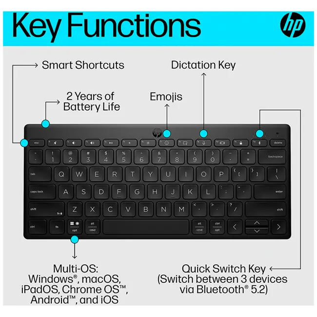 Teclado Hp Multi-Dispositivo Bt 350 Preto - Image 4