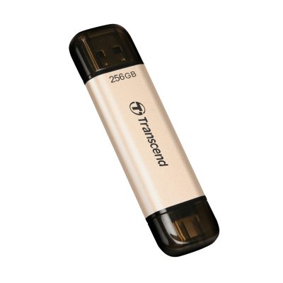 Pen drive Transcend JetFlash 930C 256 GB dourada com USB-A e USB-C